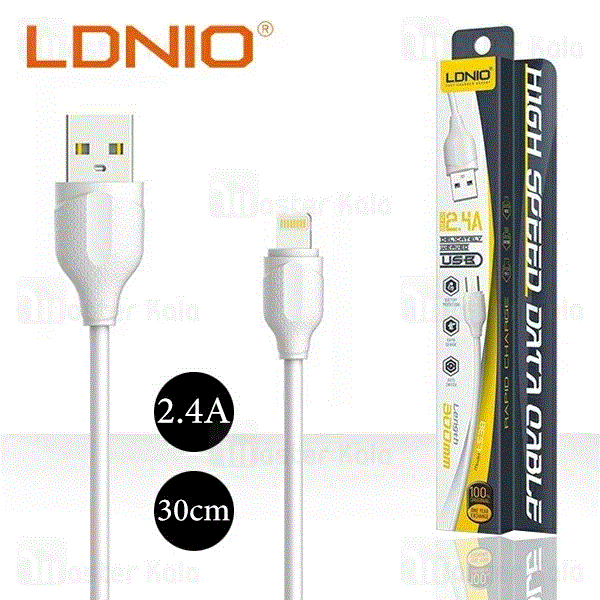 کابل USB گوشی آیفون 30cm LDNIO LS38