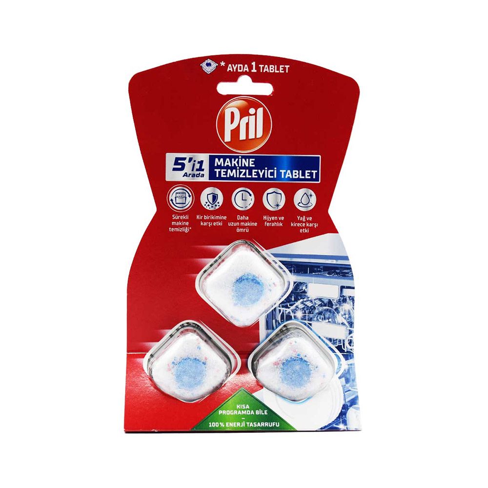 قرص جرم گیر ماشین ظرفشویی پریل Pril مدل Cift Etkili بسته 3 عددی