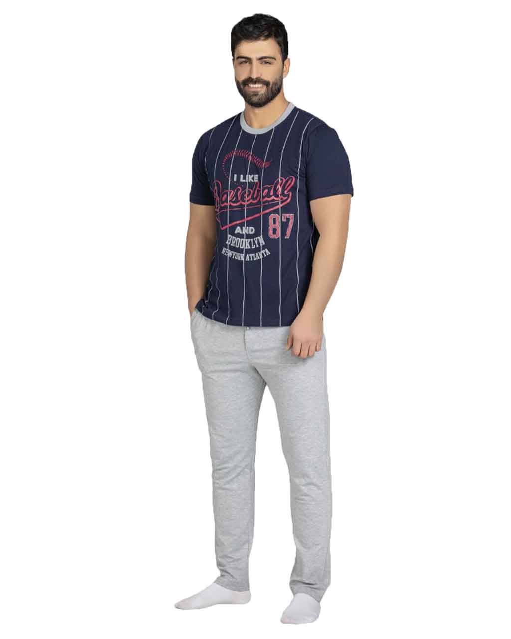 ست راحتی مردانه نیم آستین طرح baseball سیلکا — تصویر ۲