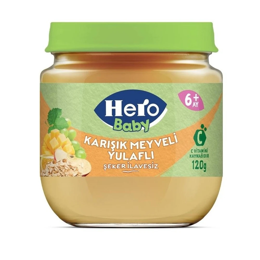 پوره میوه هروبیبی مخلوط میوه و جودوسر 120 گرم Hero Baby