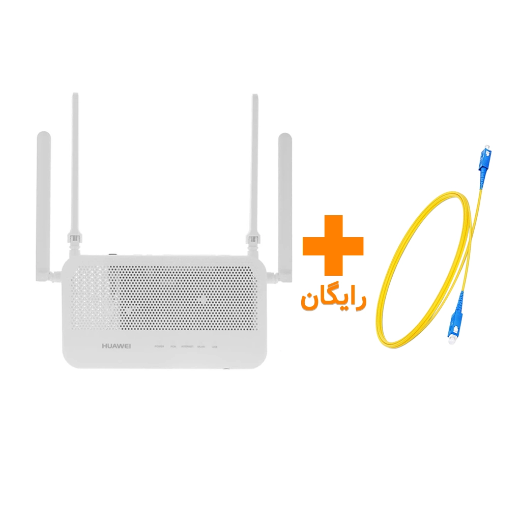مودم روتر فیبر نوری هوآوی مدل HUAWEI EG8247W5 NO CATV استوک رنگ سفید به همراه کابل فیبر رایگان