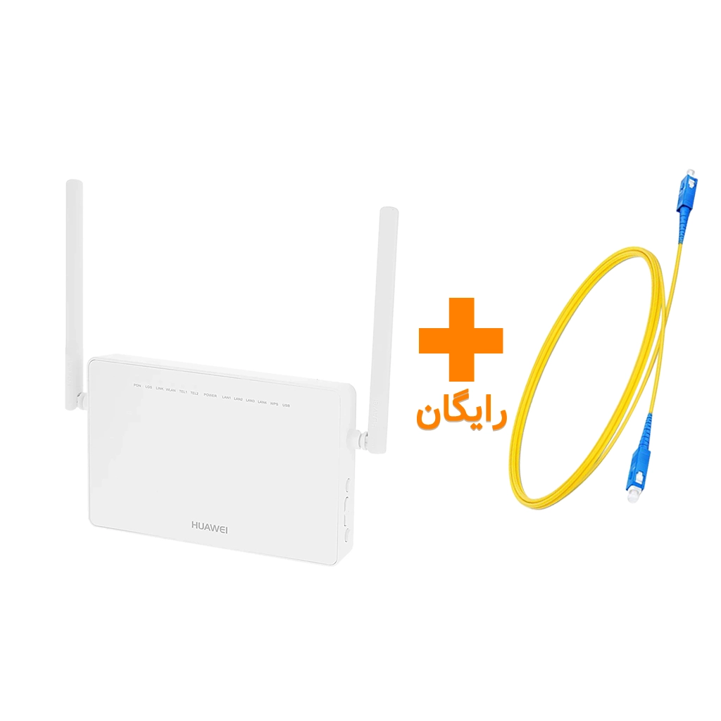 مودم روتر فیبر نوری هوآوی مدل HUAWEI ONT ECHOLIFE HG8245C استوک رنگ سفید به همراه کابل فیبر رایگان