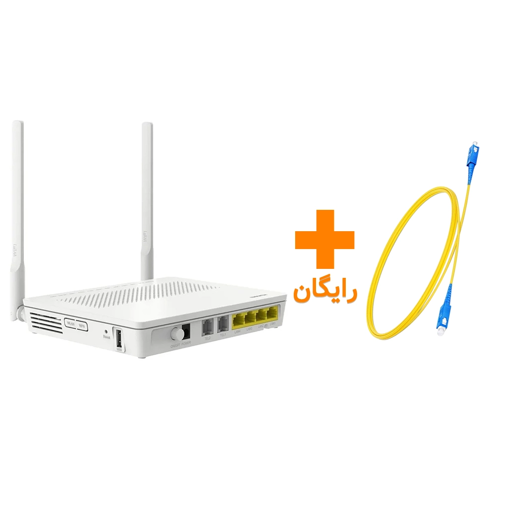 مودم فیبر نوری هوآوی مدل HUAWEI HG8245H UPC استوک رنگ سفید به همراه کابل فیبر رایگان