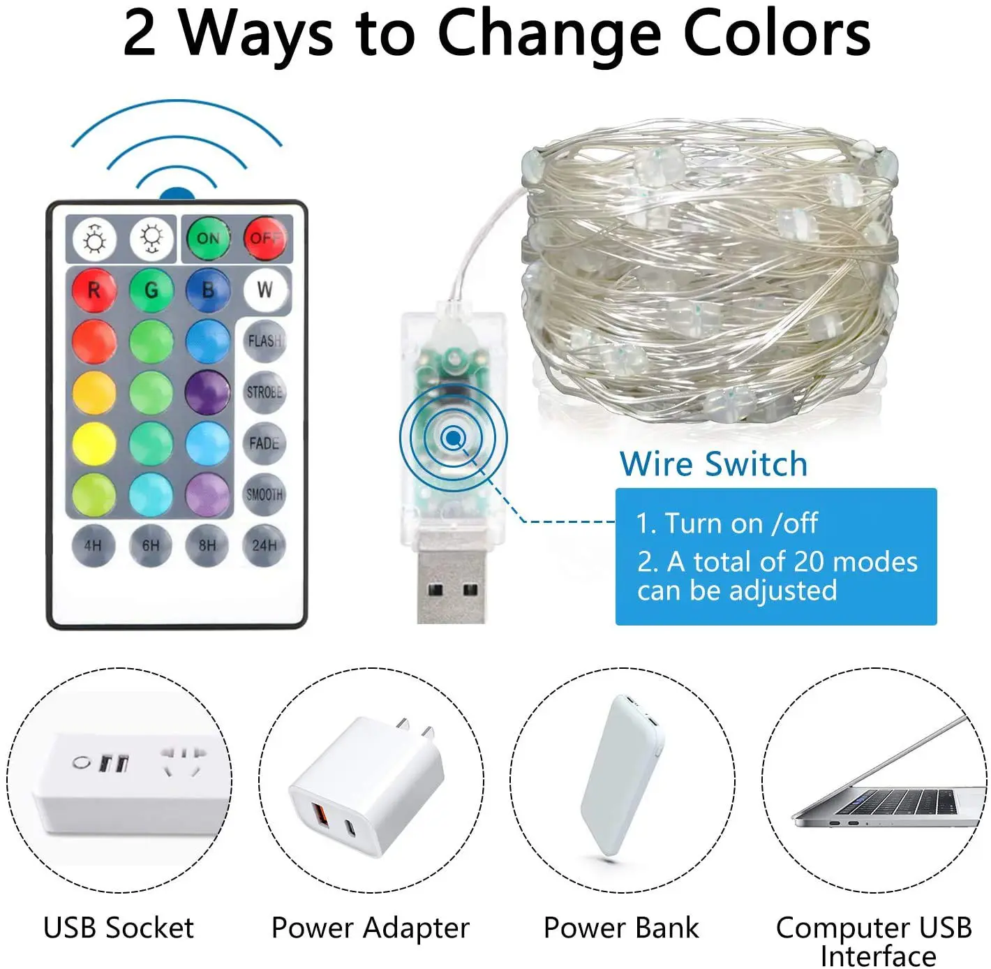 ریسه گیمینگ هوشمند RGB-IC موزیکال USB بلوتوثی طول 5 متر به همراه ریموت — تصویر ۵