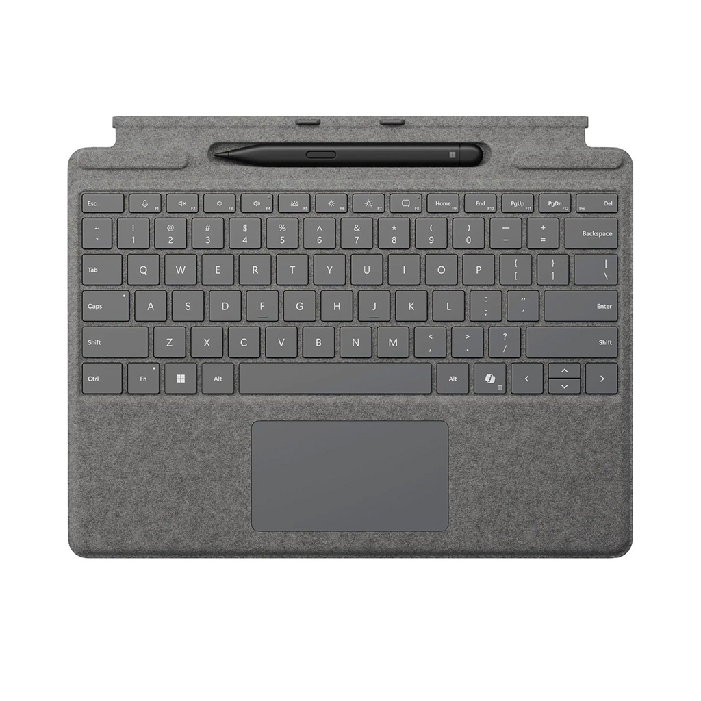 کیبورد مایکروسافت سرفیس پرو (8تا11) سیگنیچر مدل MICROSOFT SURFACE PRO SIGNATURE COPILOT به همراه قلم SLIM PEN2 رنگ نقره ای