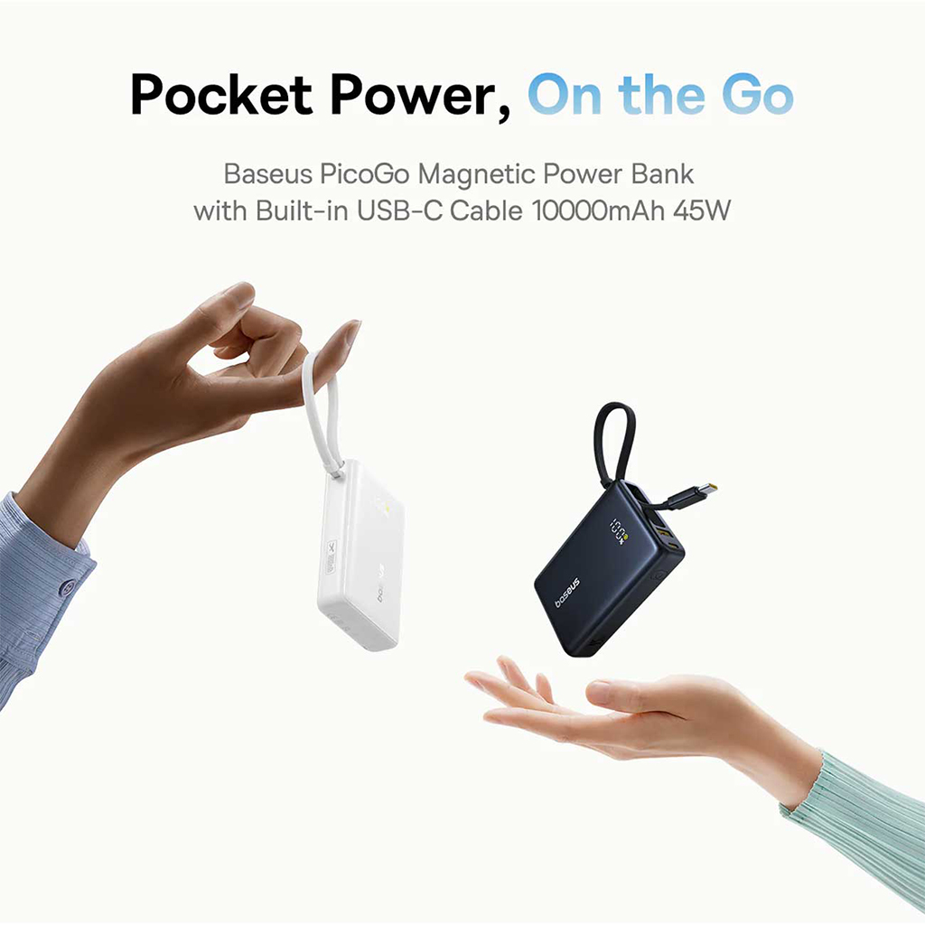 پاوربانک 10000 میلی آمپری بیسوس مدل BASEUS PICOGO 45W رنگ سفید — تصویر ۶