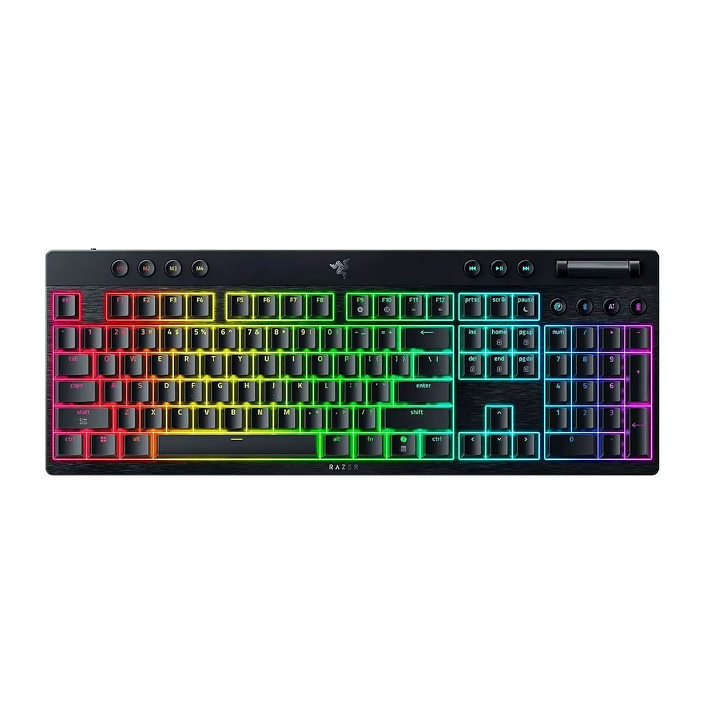کیبورد گیمینگ بی سیم ریزر مدل RAZER BLACKWIDOW V4 HYPERSPEED – YELLOW SWITCH رنگ مشکی