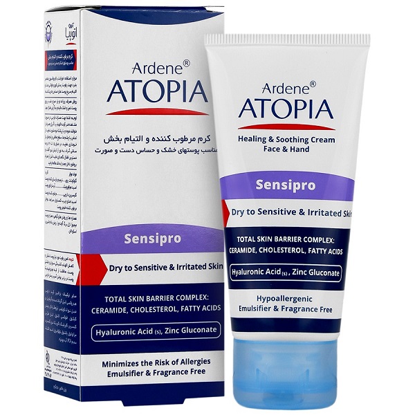 کرم صورت و دست آردن اتوپیا Sensipro | ترمیم کننده پوست خشک و آسیب دیده بدون عطر و امولسیفایر — تصویر ۲