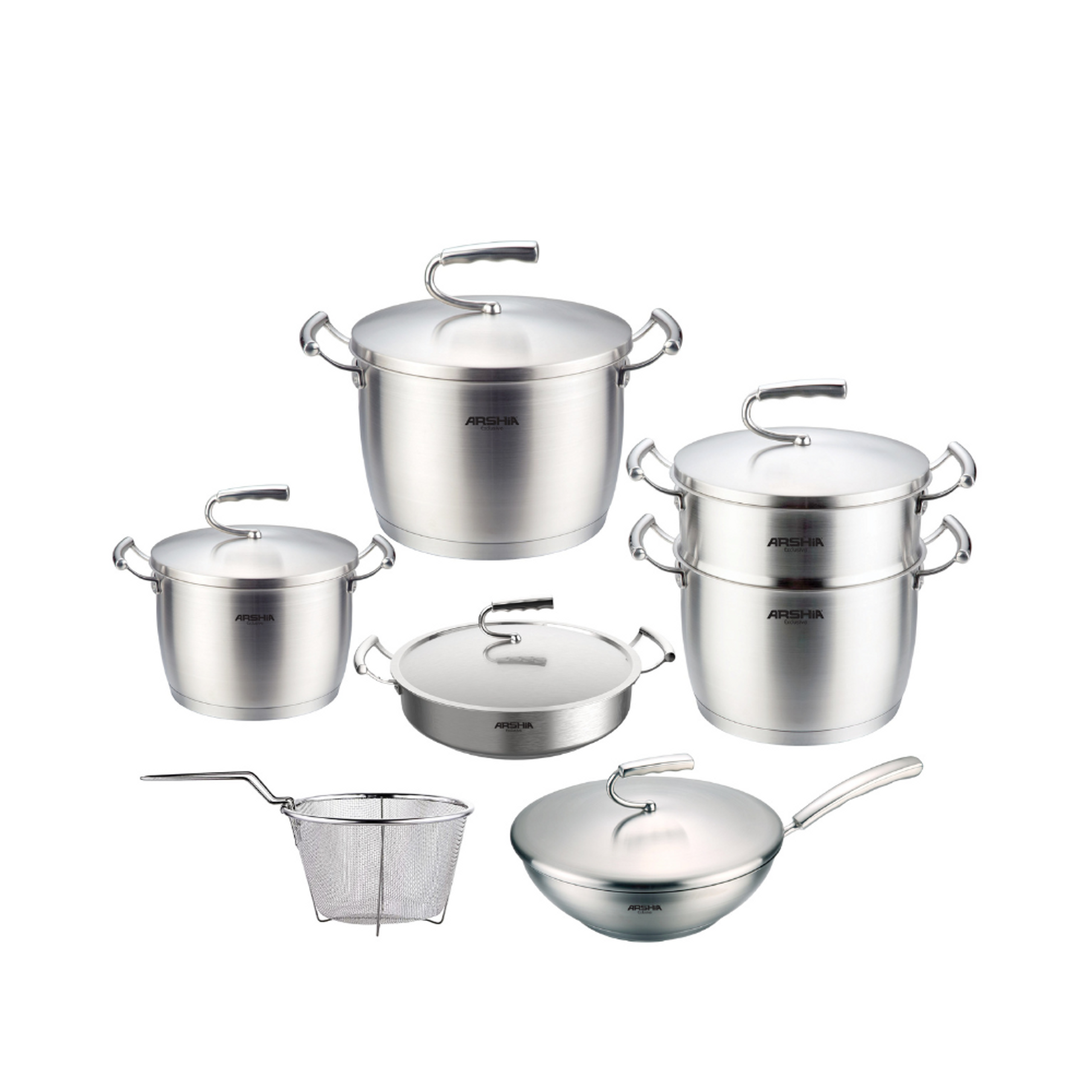 سرویس قابلمه 12 تکه عرشیا مدل Stainless Steel Cookware
