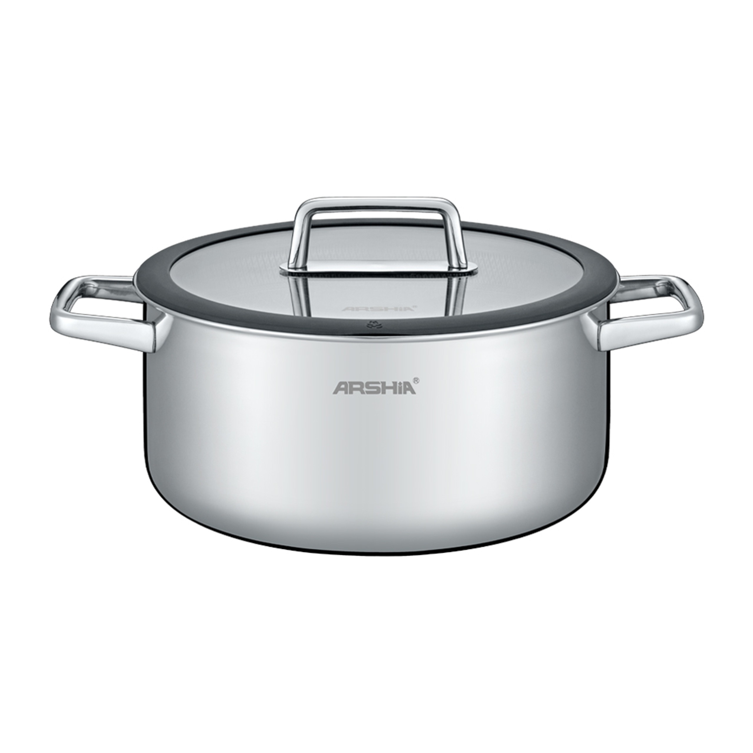 قابلمه استیل کف لیزری عرشیا مدل Basic Stainless Steel Casserole With Lid