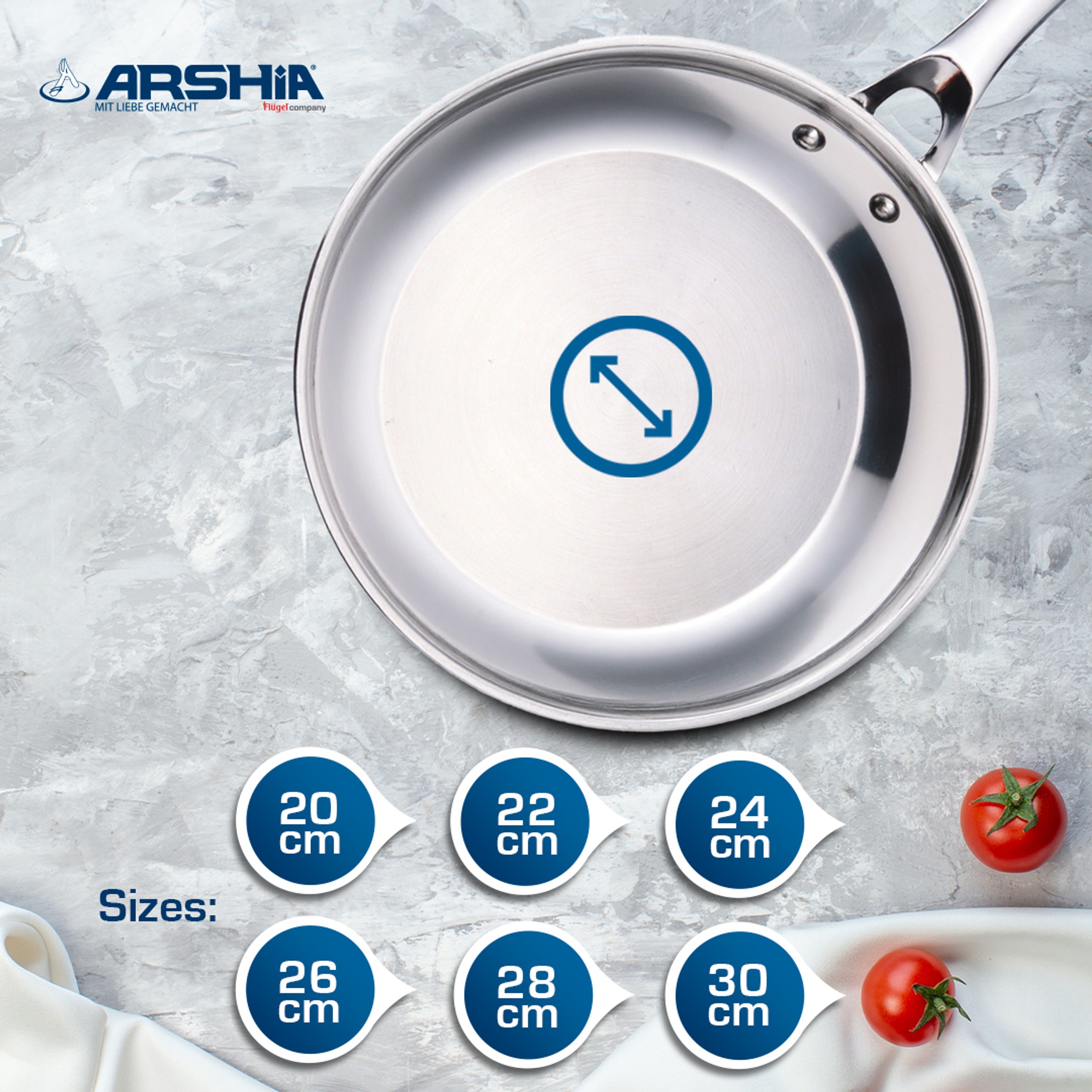 تابه استیل عرشیا مدل Basic Stainless Steel Frypan — تصویر ۷