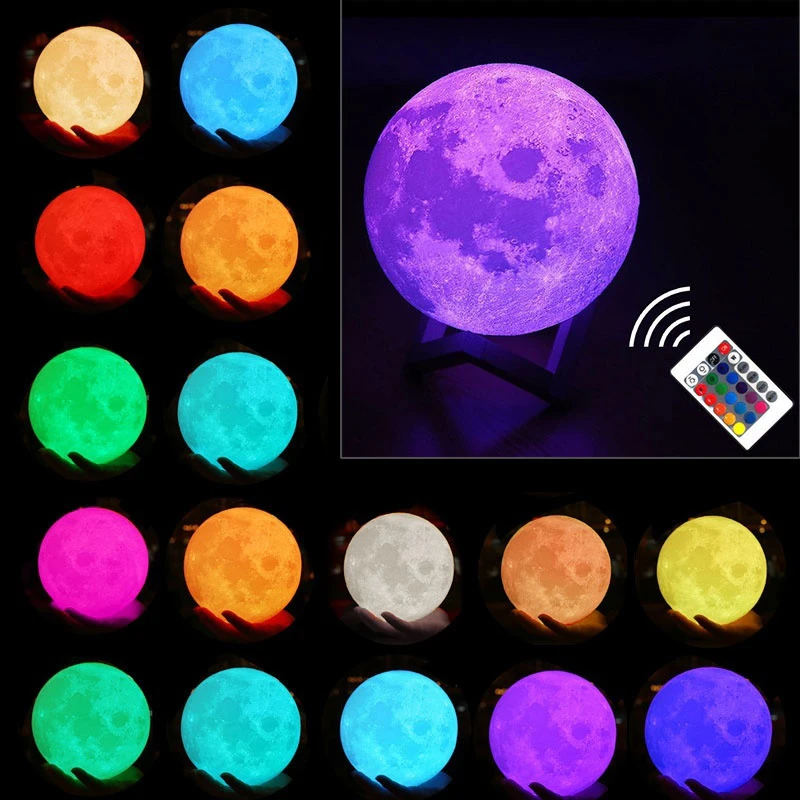 چراغ خواب طرح کره ماه مدل 3D Moon LIGHT سایز ۱۵ — تصویر ۷
