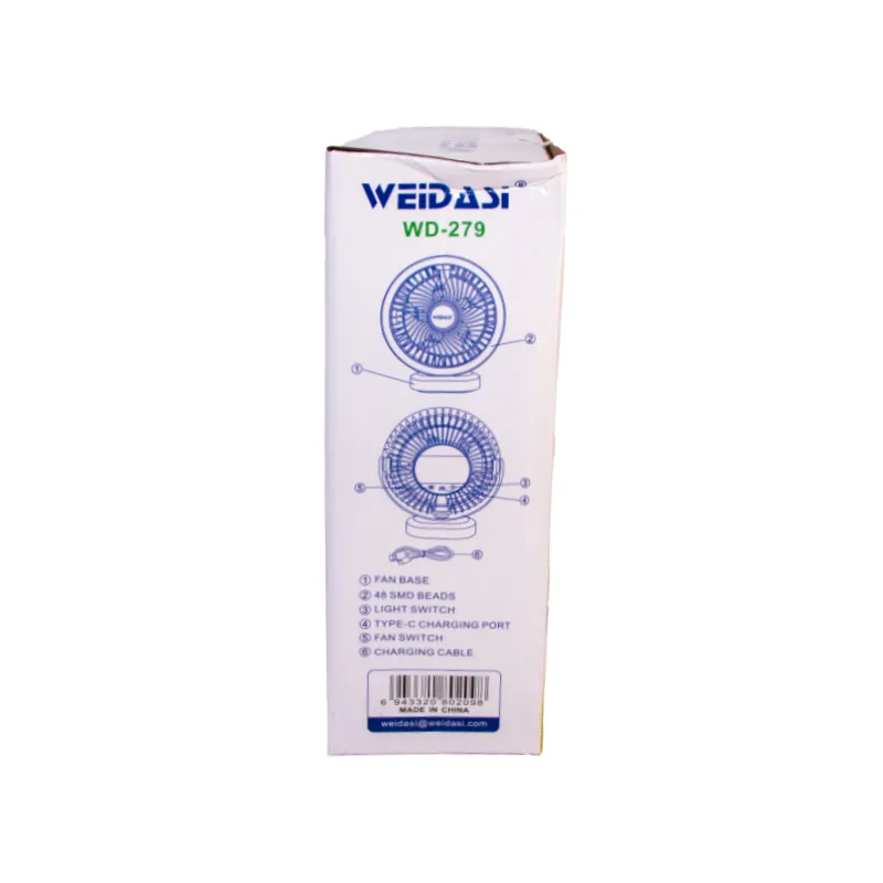 پنکه شارژی ویداسی WD-279 ظرفیت 2400 میلی آمپر بر ساعت — تصویر ۷