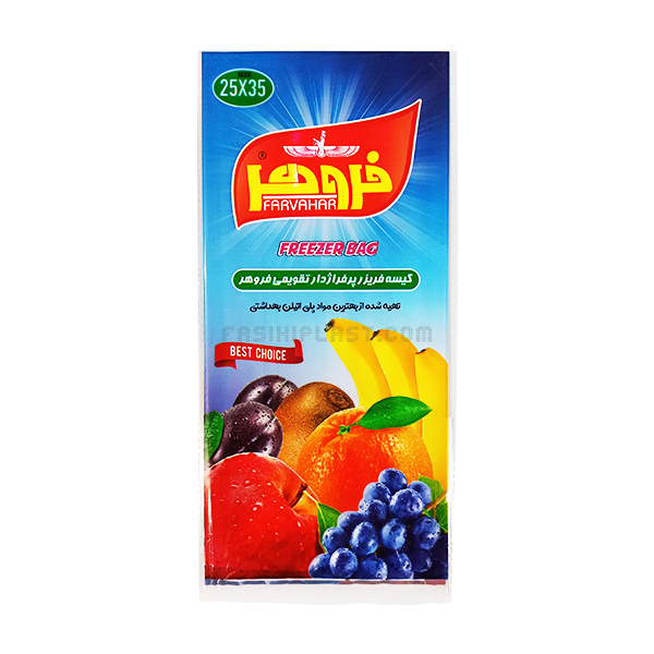 کیسه فریزر چسبی فروهر بسته 100 عددی سایز 25 در 35 — تصویر ۲