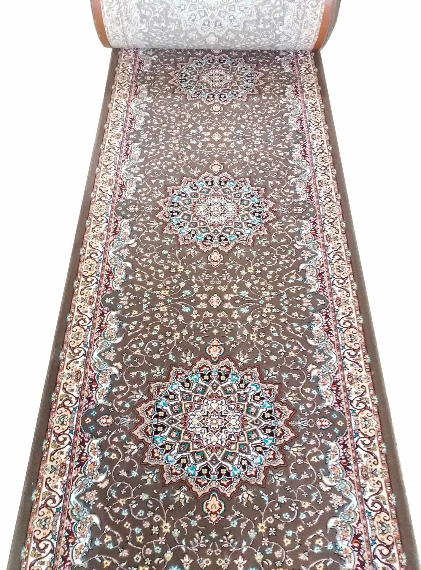 فرش کناره طرح اطلس گردویی 500 شانه کد 745
