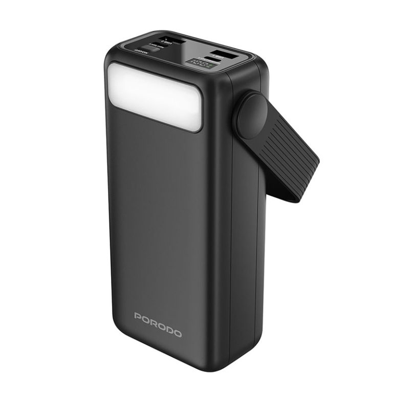 پاوربانک 30000mAH فست چراغ دار پرودو مدل لارا Porodo powerbank & flashlight Lara PD 20w
