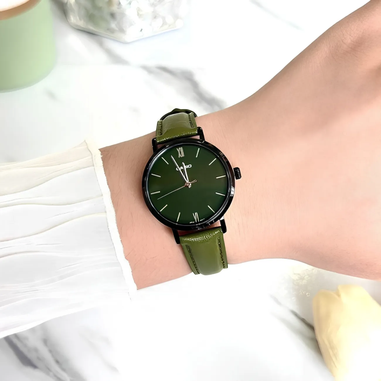 ساعت مچی زنانه کاسیو Casio مدل LTP-VT02BL-3AUDF بند چرمی — تصویر ۳