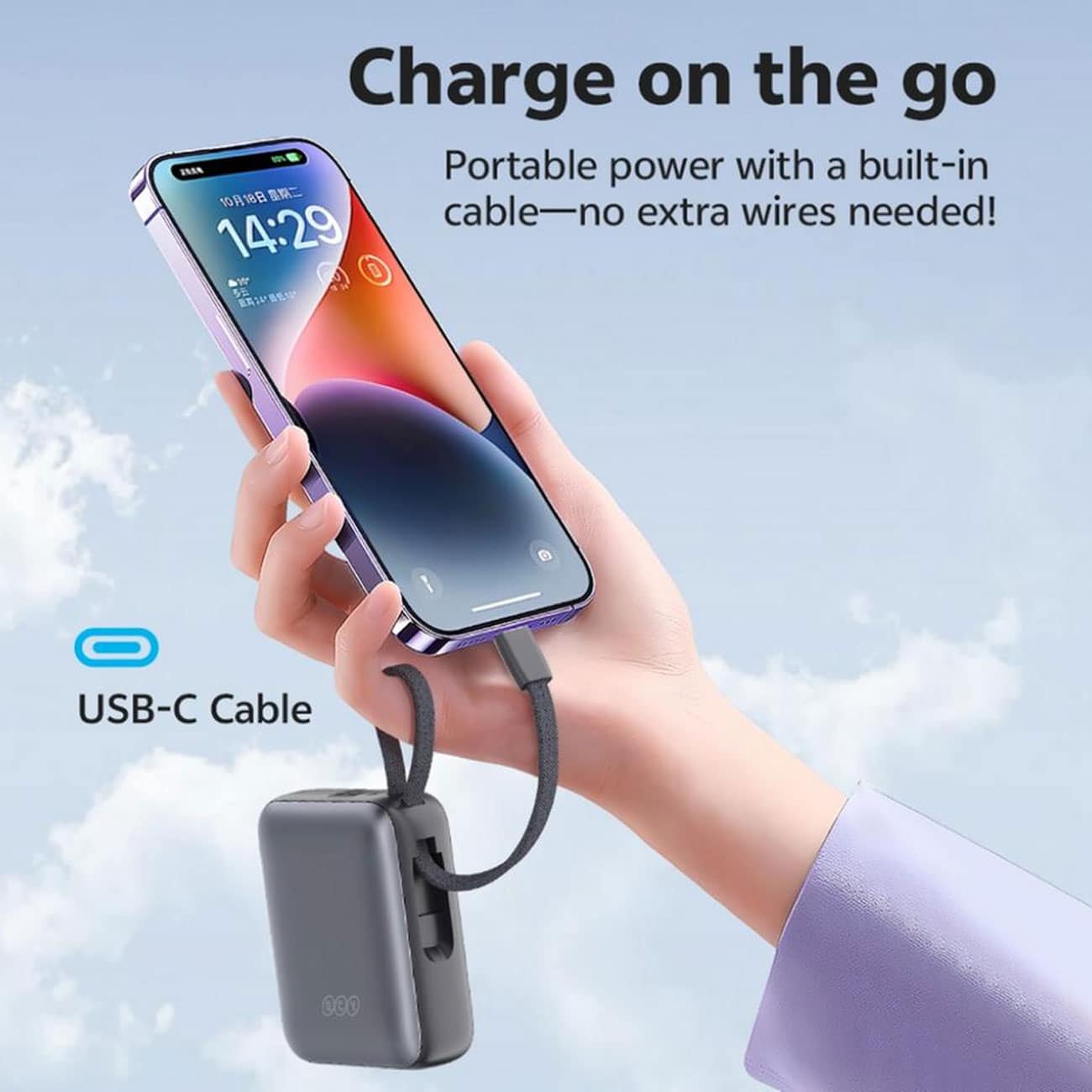 پاور بانک کیو سی وای QCY مدل PB10C توان 35 وات ظرفیت 10000 میلی‌آمپر — تصویر ۴