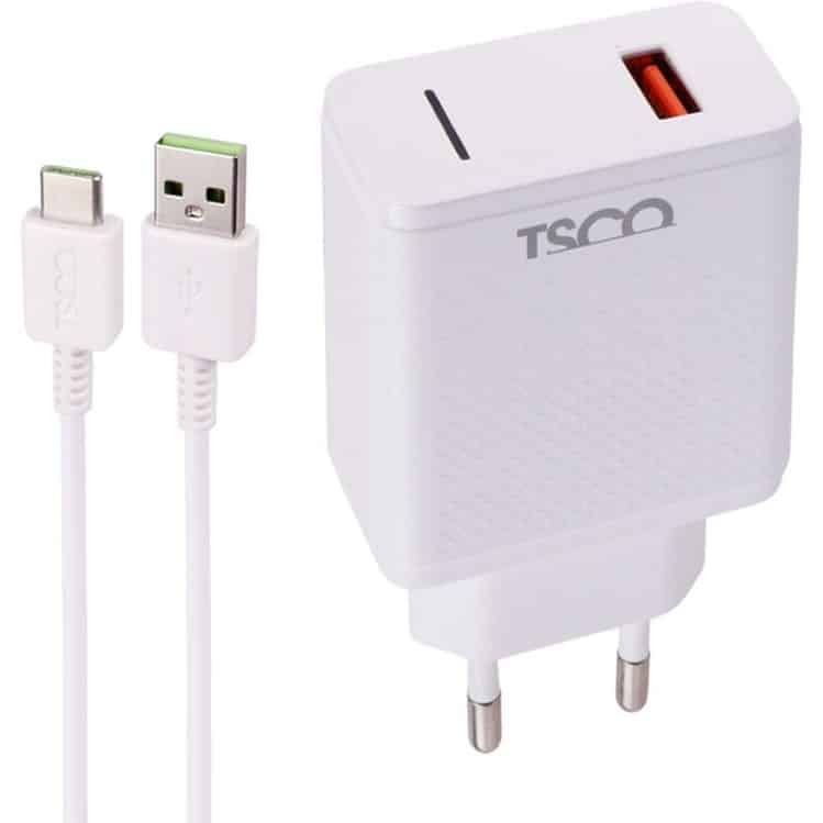 شارژر به همراه کابل تایپ سی تسکو مدل TTC 64