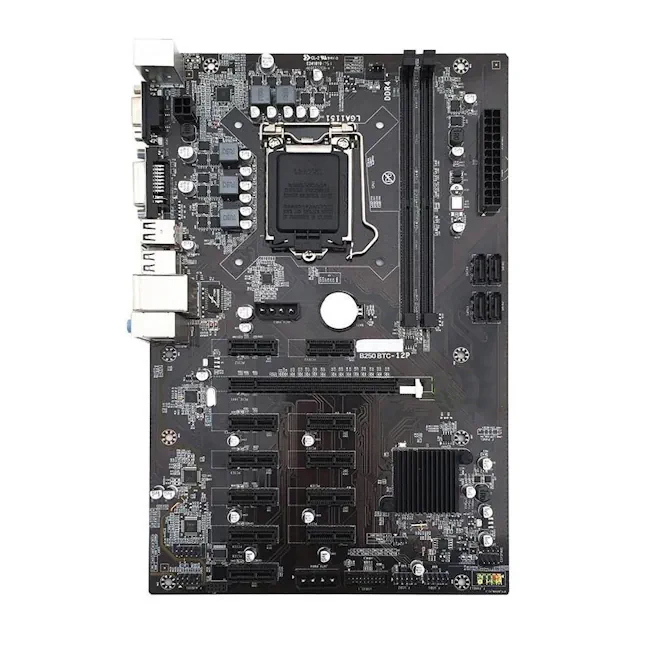 مادربرد (استوک) بایواستار LGA 1151 نسل شش و هفت فرم فاکتور microATX مادربرد BIOSTAR B250 BTC 12P DDR4 — تصویر ۲