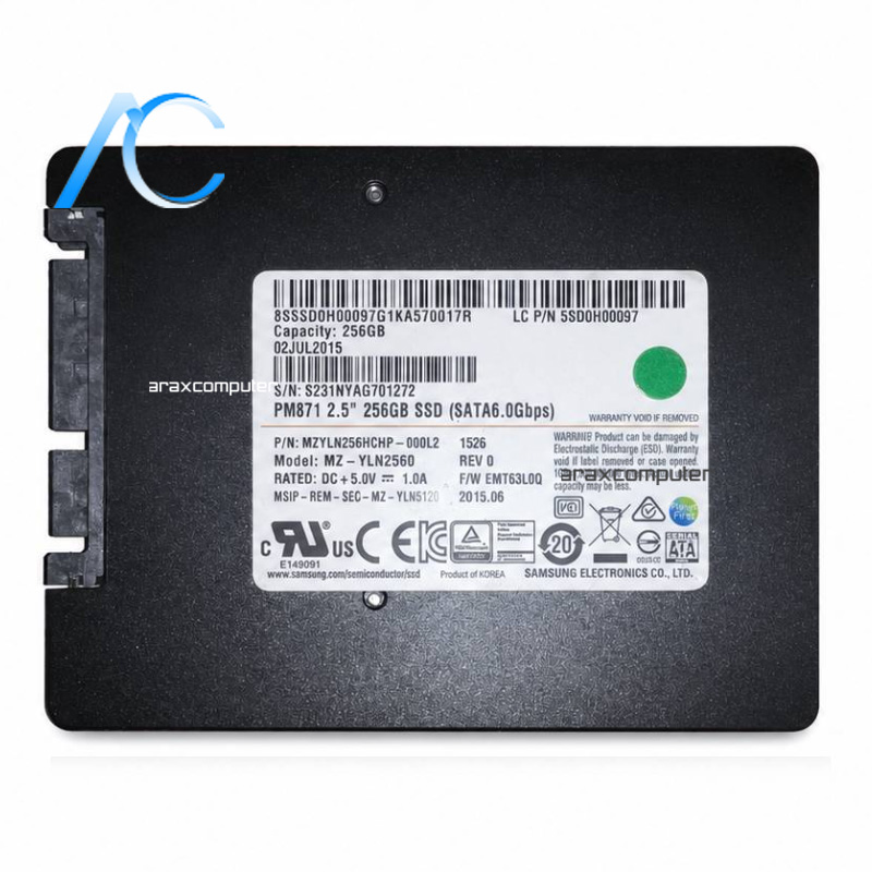اس اس دی اینترنال SATA دسته دوم مدل SAMSUNG SSD PM871 ظرفیت 256 گیگابایت