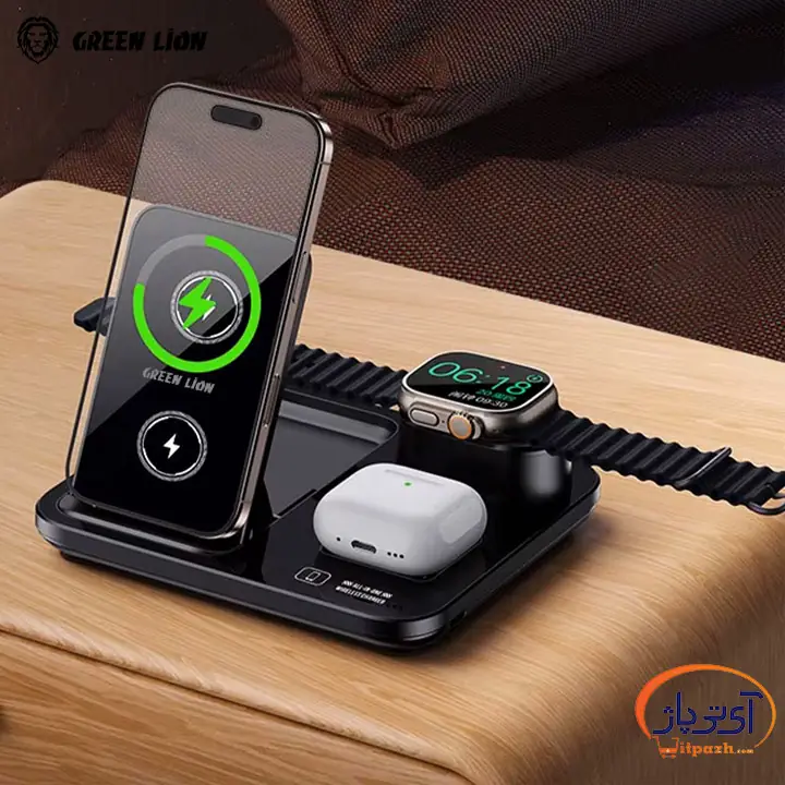 شارژر وایرلس گرین لاین MULTIFUNCTIONAL 3 IN 1 — تصویر ۴