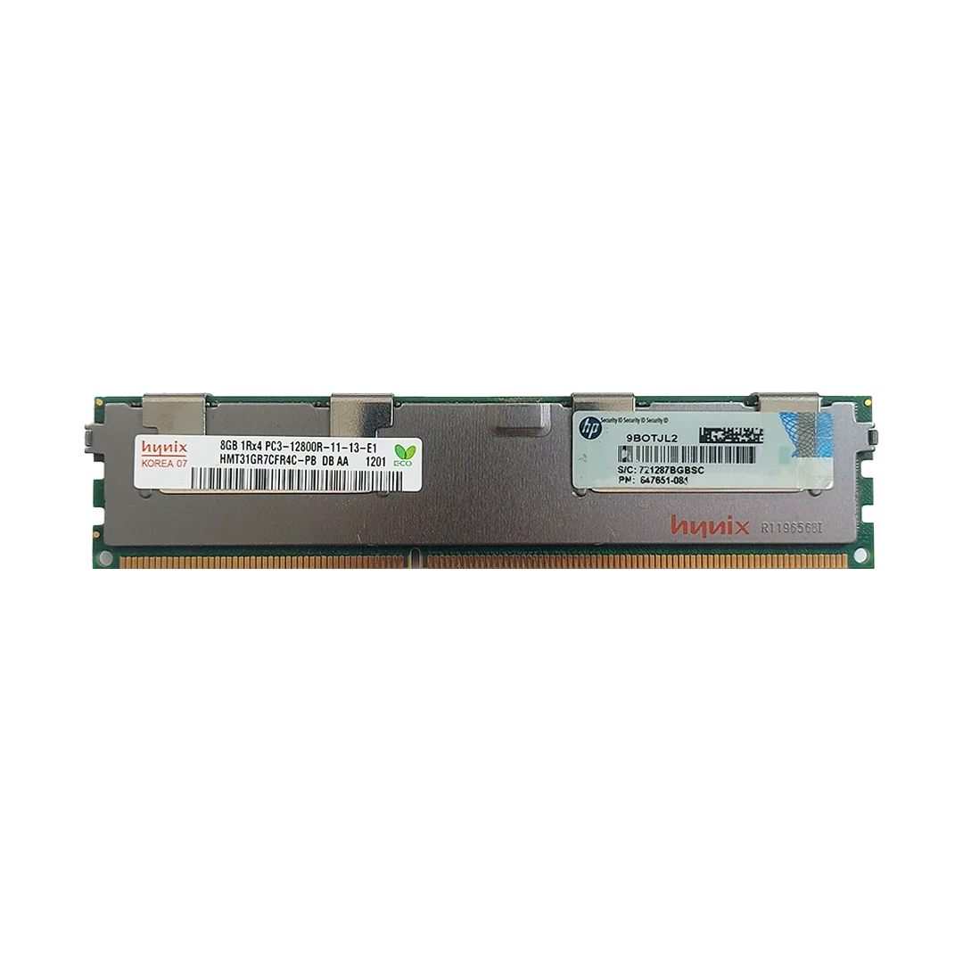 رم سرور HPE RAM 8GB single rank DDR3 1Rx4 PC3 12800R RDIMM 647651-081 — تصویر ۲
