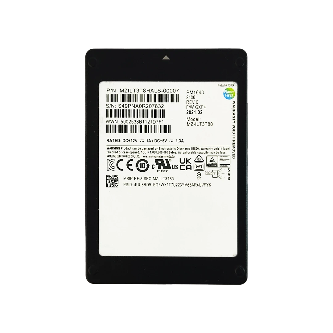 اس اس دی سرور مدل سامسونگ Samsung SSD 3.84TB SAS 12G PM1643 ظرفیت 3.84 ترابایت MZILT3T8HALS-00007
