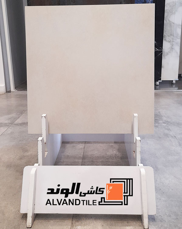 سرامیک کف الوند مدل بلانش 60 در 60 کرم و طوسی مات — تصویر ۳