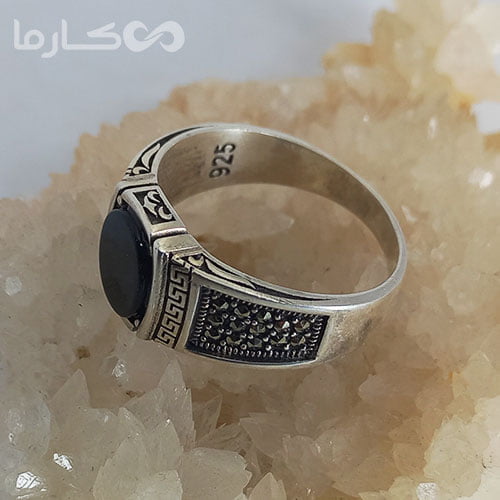 انگشتر عقیق مشکی (کد1211) — تصویر ۴