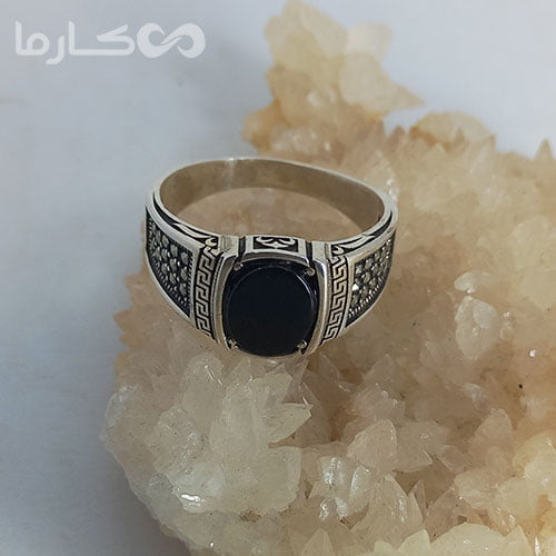 انگشتر عقیق مشکی (کد1211) — تصویر ۲