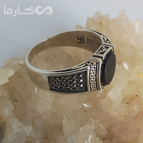 انگشتر عقیق مشکی (کد1211) — تصویر ۵