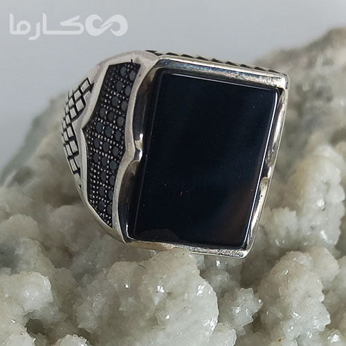 انگشتر عقیق مشکی (کد1212) — تصویر ۳