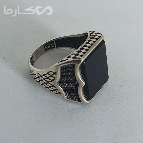 انگشتر عقیق مشکی (کد1212) — تصویر ۲