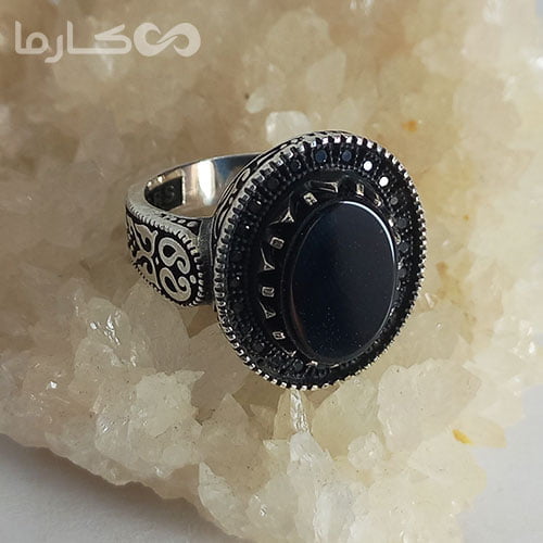 انگشتر عقیق مشکی (کد 1213) — تصویر ۳
