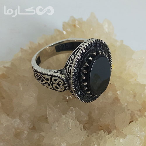 انگشتر عقیق مشکی (کد 1213)
