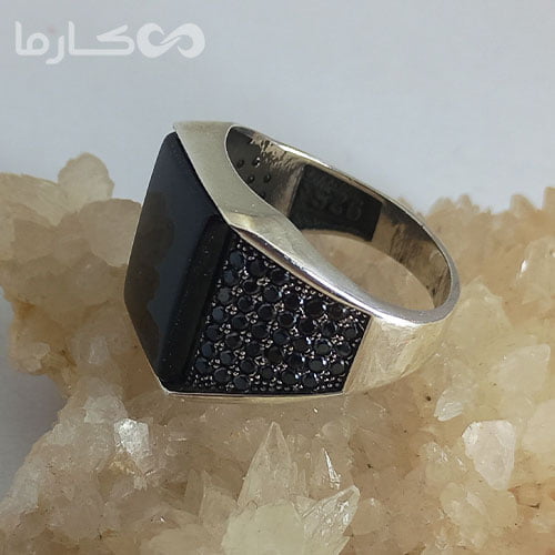 انگشتر عقیق مشکی (کد1214) — تصویر ۴