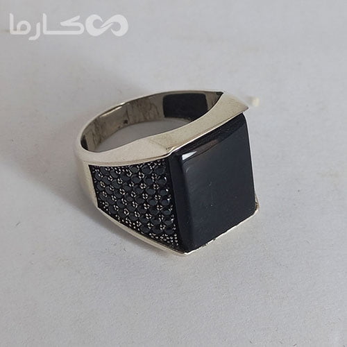 انگشتر عقیق مشکی (کد1214)