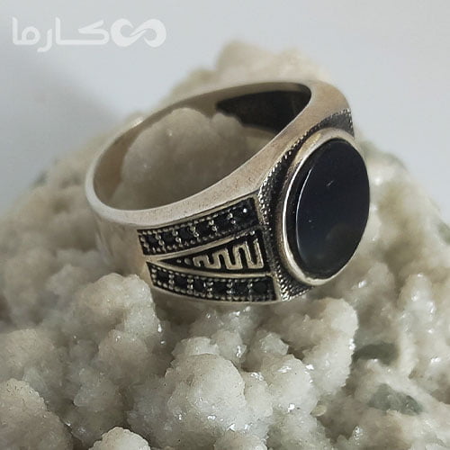 انگشتر عقیق مشکی (کد 1215) — تصویر ۳