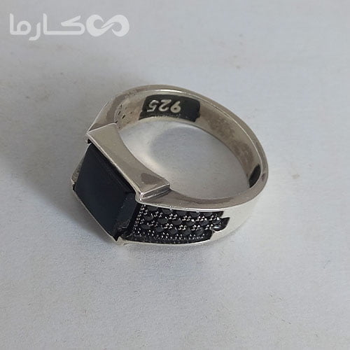 انگشتر عقیق مشکی (کد 1216) — تصویر ۴