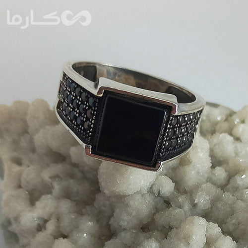 انگشتر عقیق مشکی (کد 1216) — تصویر ۲