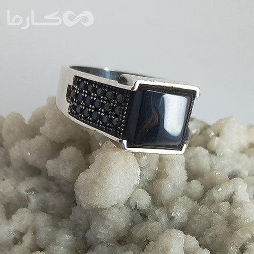 انگشتر عقیق مشکی (کد 1216) — تصویر ۳