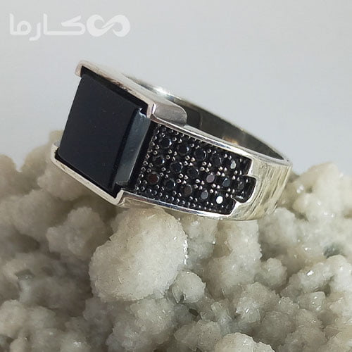 انگشتر عقیق مشکی (کد 1216) — تصویر ۵