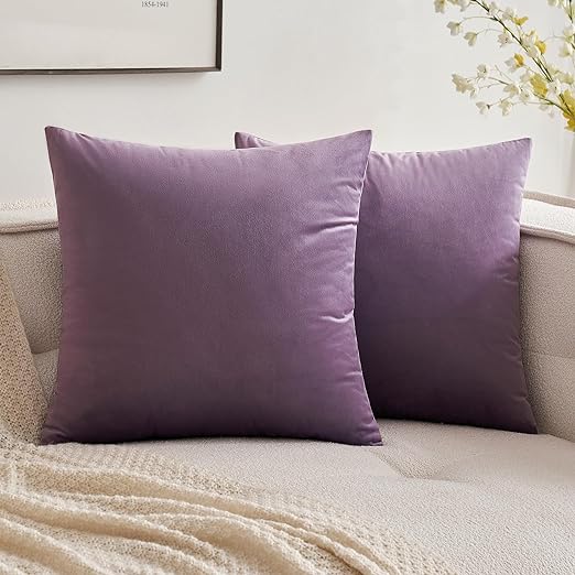 روکش کوسن مخمل رنگ بنفش کثیف کد 217 مجموعه 2عددی