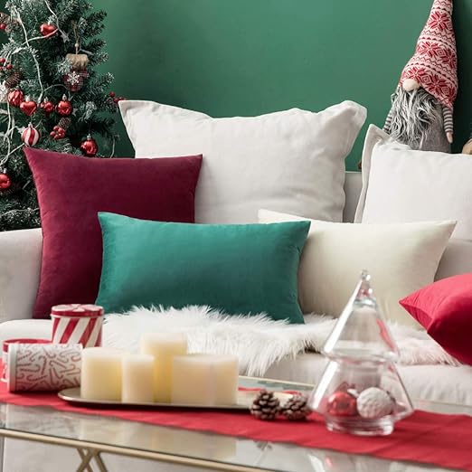 روکش کوسن مخمل رنگ زرشکی کد 223 مجموعه 2عددی — تصویر ۴
