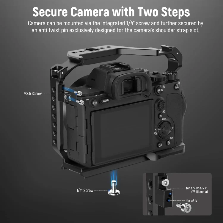کیج دوربین نیور NEEWER CA004 CAGE FOR SONY A7 IV / A7R IV / A7R V / A7S III / A1 — تصویر ۶