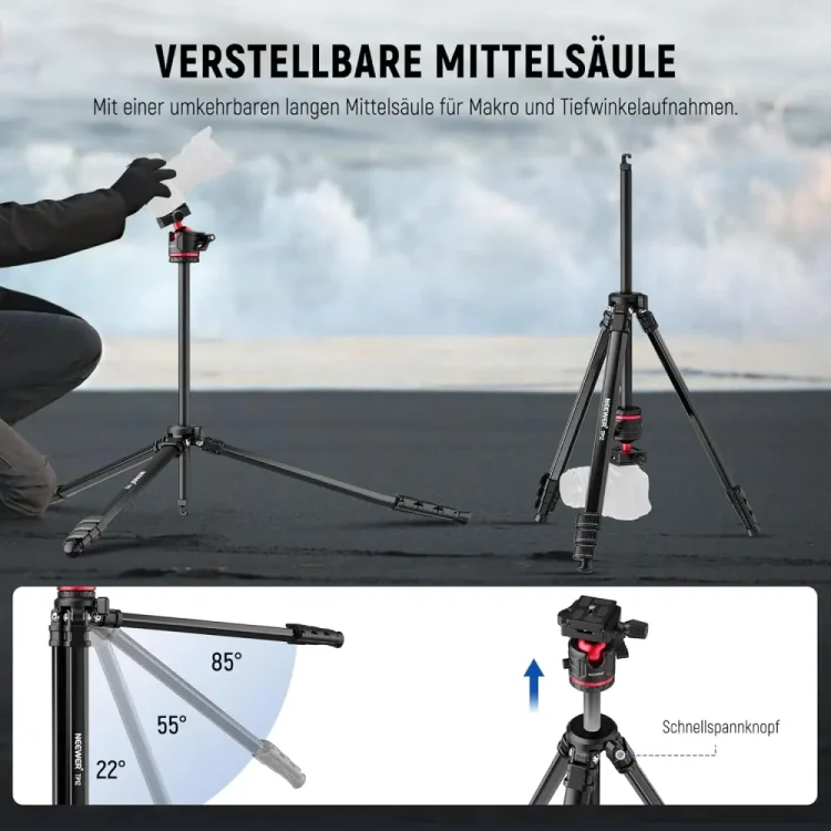 سه پایه دوربین نیور NEEWER TP12 TRAVEL TRIPOD WITH BALL HEAD AND PHONE HOLDER — تصویر ۸