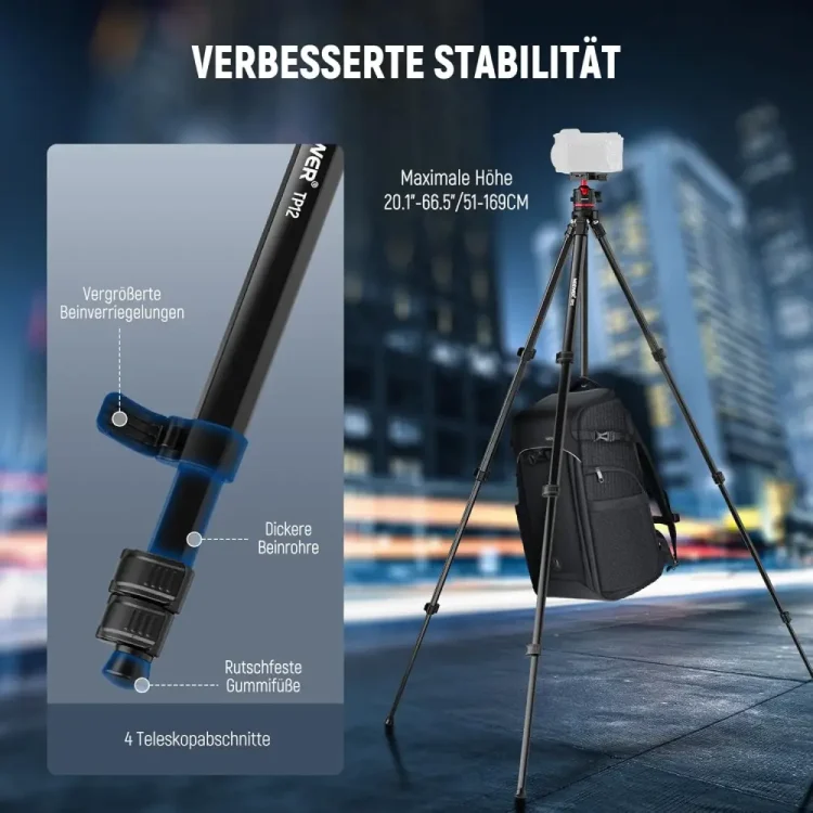 سه پایه دوربین نیور NEEWER TP12 TRAVEL TRIPOD WITH BALL HEAD AND PHONE HOLDER — تصویر ۶
