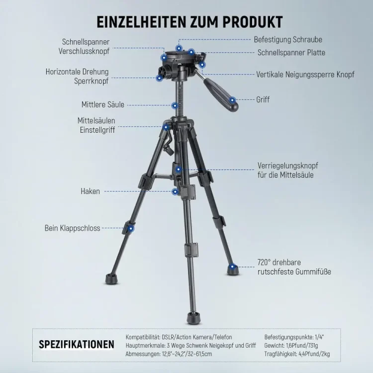 سه پایه دوربین نیور NEEWER TP02 MINI TABLE TRIPOD FOR CAMERA — تصویر ۳