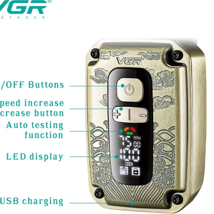 ماشین اصلاح وی جی آر مدل VGR V-337 ضد آب با تیغه استیل — تصویر ۳